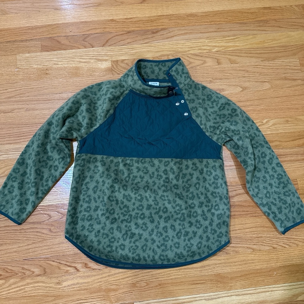 J. Crew Women’s Green Leopard Print Fleece top